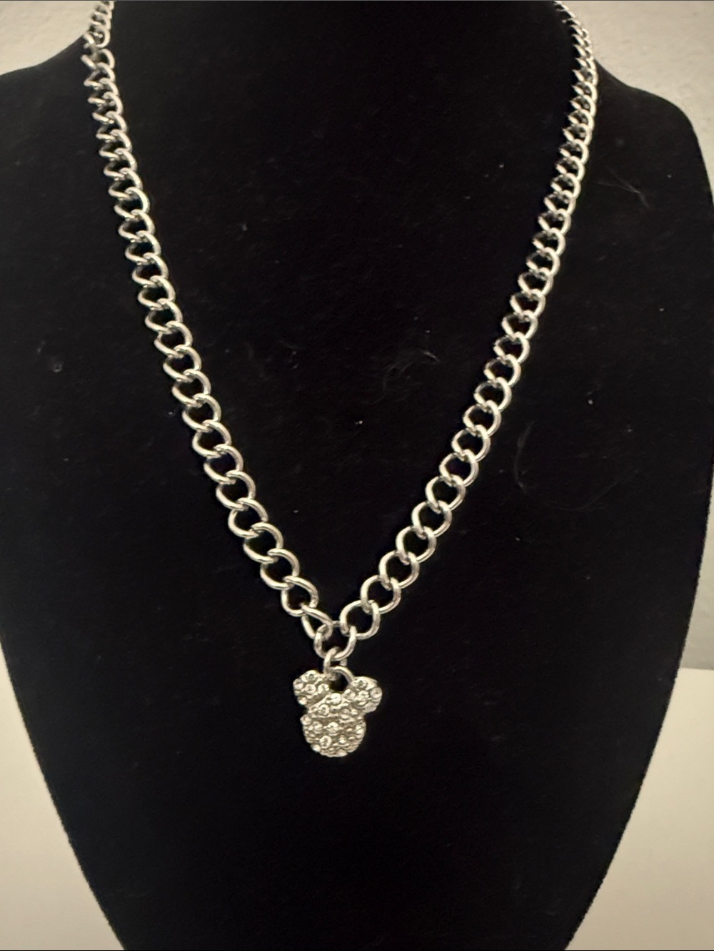 Disney Silver-Tone Crystal Mickey Pendant Necklace